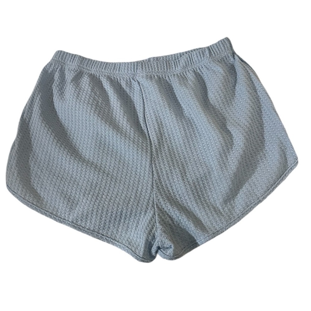 CIDER Long Sleeve Crop Top & Knotted Shorts Lounge Set / Light Blue / Size M - Picture 7 of 13